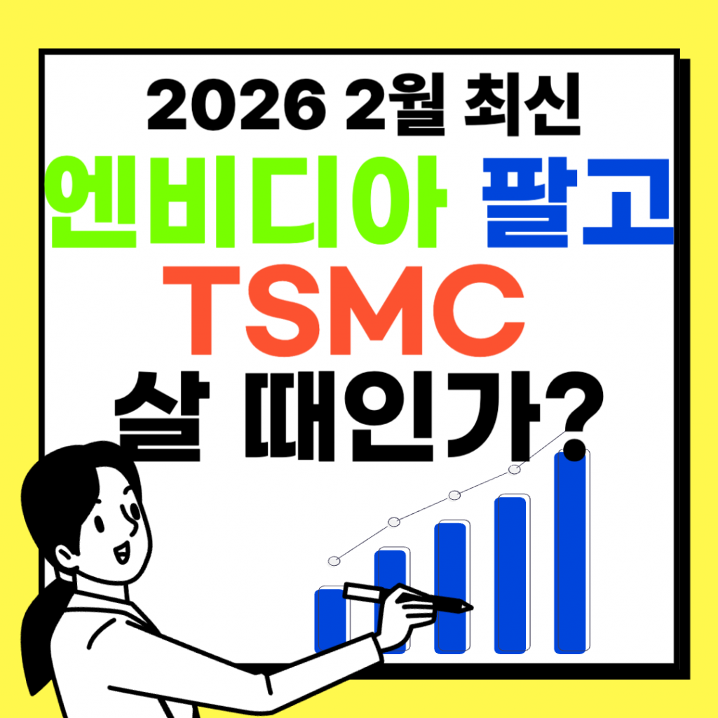 엔비디아 주식 매도와 TSMC 주식 매수 시점을 고민하는 투자자를 위해 '엔비디아 팔고 TSMC 살 때인가?'라는 질문이 적힌 주식 투자 분석 썸네일 이미지
