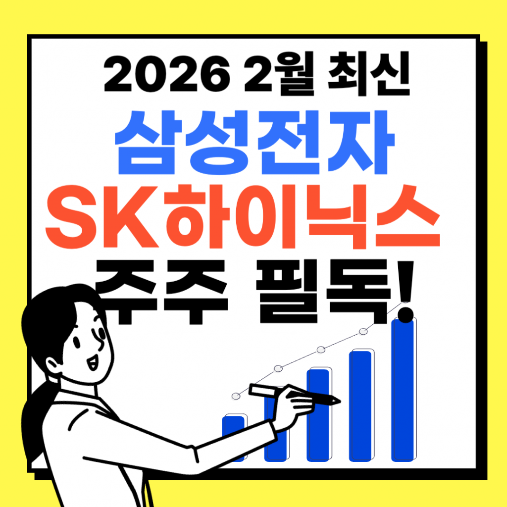 삼성전자와 SK하이닉스 로고가 포함된 배경 위에 '주주 필독!'이라는 문구가 강조된 주식 투자 정보 안내 이미지