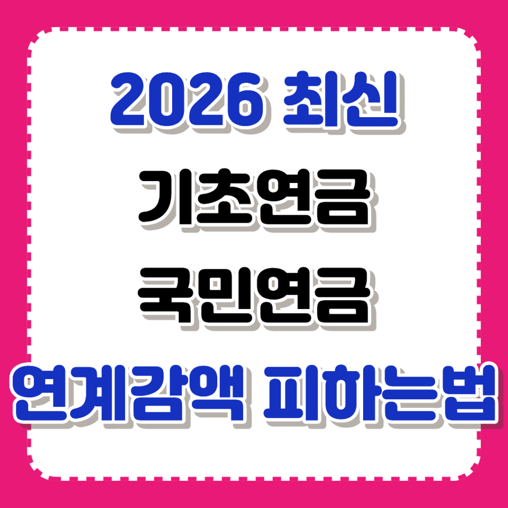 2026년 기초연금과 국민연금 중복수령 시 발생하는 연계감액 기준과 감액을 피하는 법을 텍스트로 강조한 블로그 대표 이미지입니다.