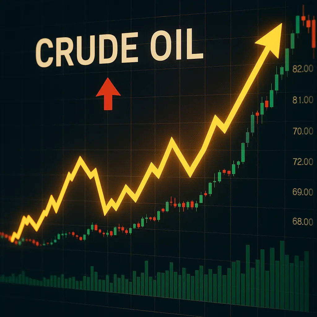 국제 유가 상승 그래프가 배럴당 150달러를 돌파하며 급등하는 모습을 나타낸 대표 이미지. 배경에는 중동 지역의 군사 긴장감을 상징하는 불타는 유전과 불확실성을 나타내는 붉은색 상승 화살표가 겹쳐져 전 세계 에너지 위기를 시각화함.