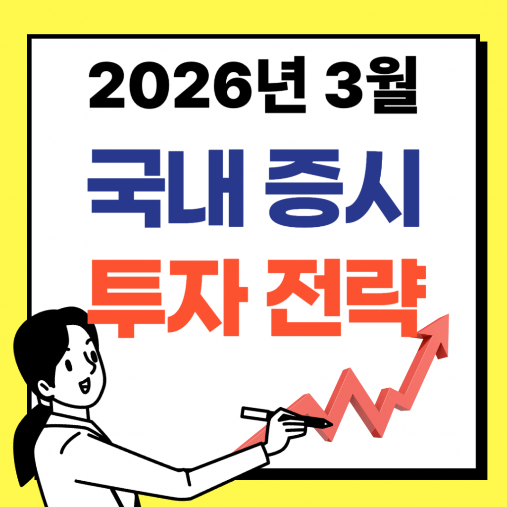 '이란 전쟁' 여파로 인한 증시 공포 속에 제시된 '2026년 3월 국내 증시 투자 전략' 가이드 인포그래픽. 하락장 대응 및 수혜주 선별 전략 요약.