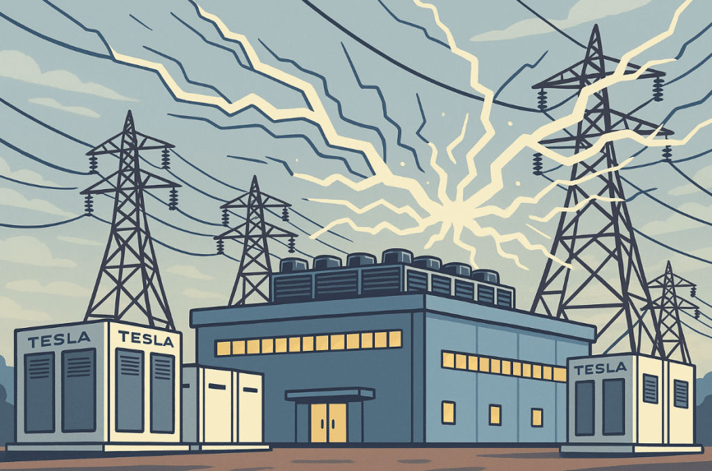 도시와 산업 현장에 안정적인 에너지를 공급하는 고전압 송전탑과 변전소 등 주요 전력설비의 모습