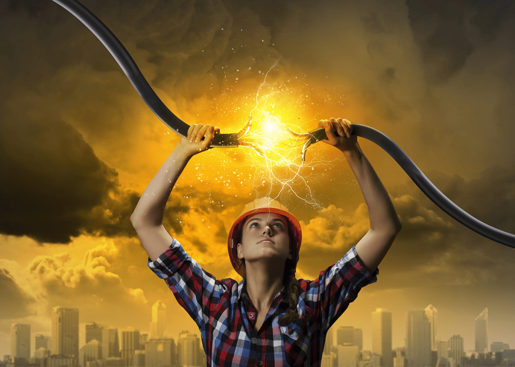 발전소에서 변전소까지 연결되는 송전탑과 변압기 등 국가 에너지 망을 구성하는 핵심 전력설비 전경