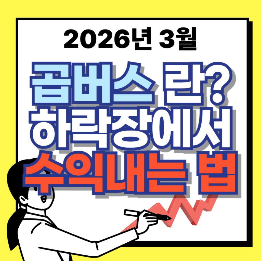 하락장에서 수익을 내는 방법인 곱버스(2X 인버스 ETF)의 정의와 기초적인 투자 원리를 설명하는 교육용 이미지.